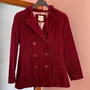 Maroon Hooded Corduroy Sonoma pea coat